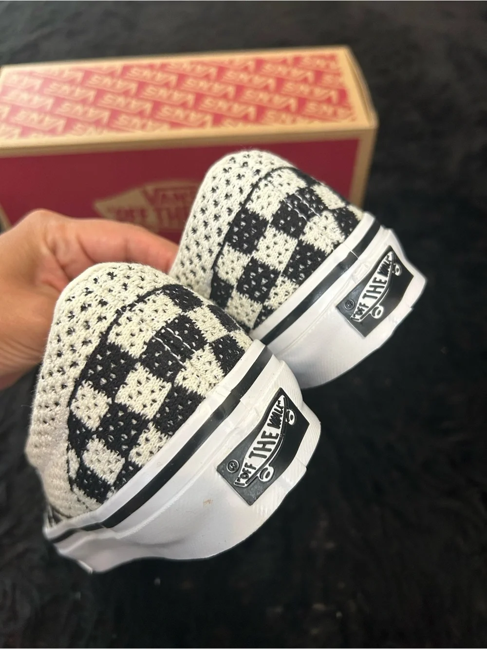 VANS U LX Classic Slip-On 98 EK 'Checkerboard Black Marshmallow' shoes sz 8 new